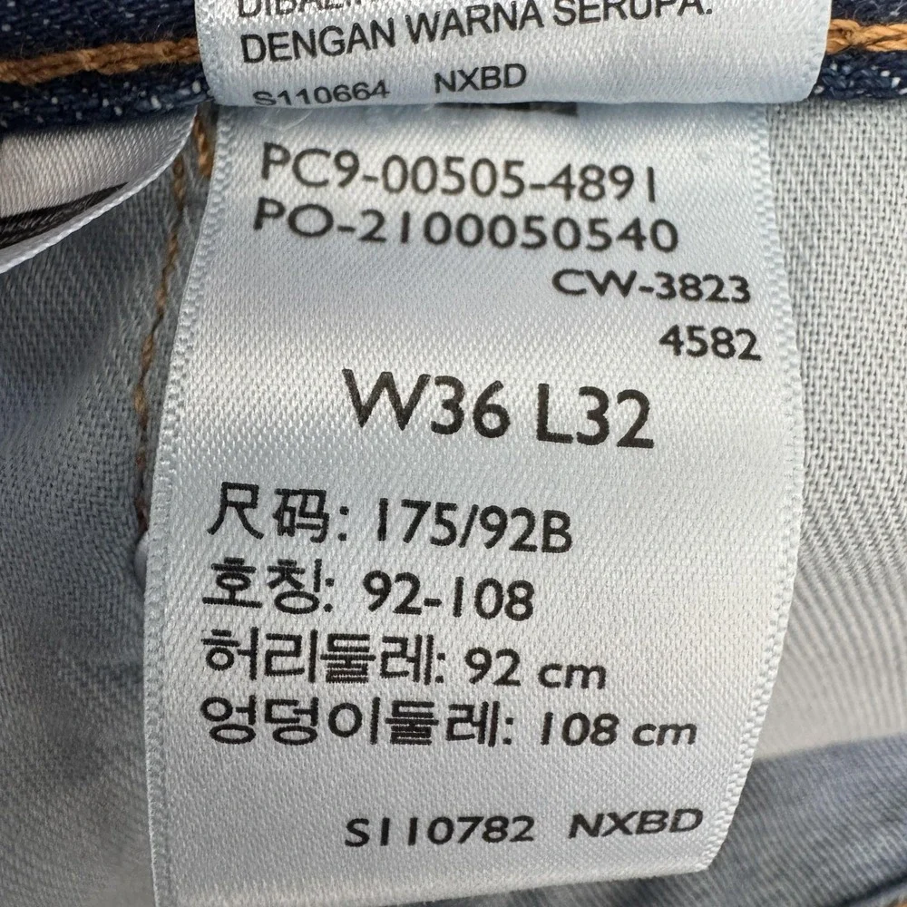 Levis 505 Jeans Mens 36x32 Blue Medium Wash Straight Denim Regular Fit Cotton‎